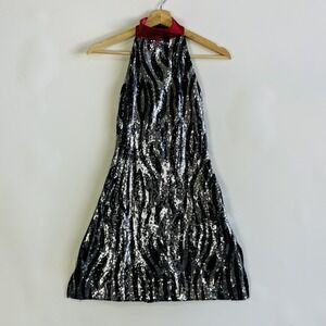 MotionWear Motion Wear Sequin Zebra Sleeveless‎ Dance Mini Dress Womens Medium